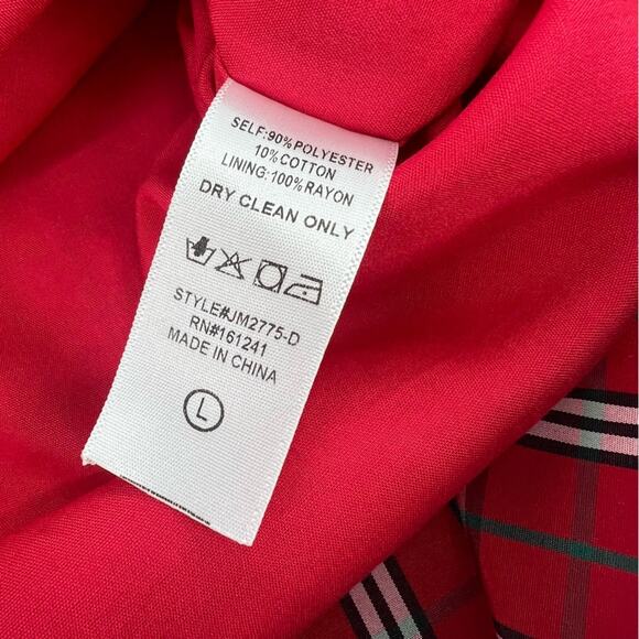 NWT J. Marie Rayna Embroidered Tartan Plaid Cap Sleeve Ruffle Neck Top Sz L - Picture 8 of 9